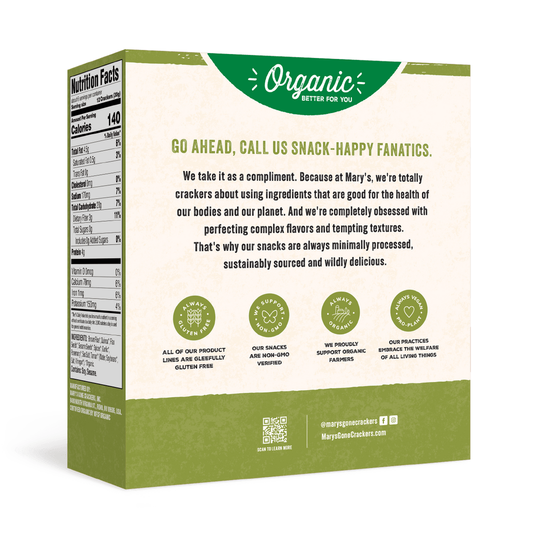 Herb Crackers - Nutrition Facts Panel