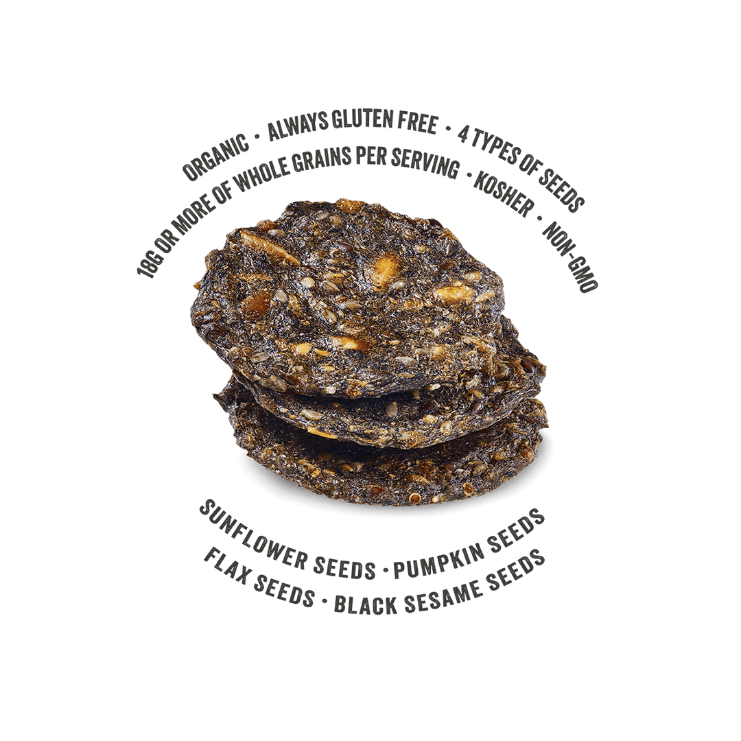 Super Seed Seaweed & Black Sesame Crackers-Organic; Always Gluten Free; 4 Types of seeds; 18G or more of whole grains per saving; kosher; non-GMO; Sunflower seeds; Pumpkin Seeds; Flax Seeds; Sesame Seeds; Poppy Seeds.