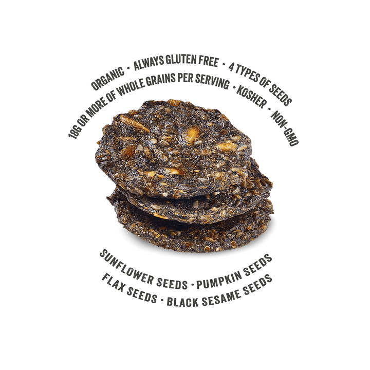 Super Seed Seaweed & Black Sesame Crackers-Organic; Always Gluten Free; 4 Types of seeds; 18G or more of whole grains per saving; kosher; non-GMO; Sunflower seeds; Pumpkin Seeds; Flax Seeds; Sesame Seeds; Poppy Seeds.